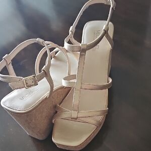 Michael Shannon Gold Wedge Sandals